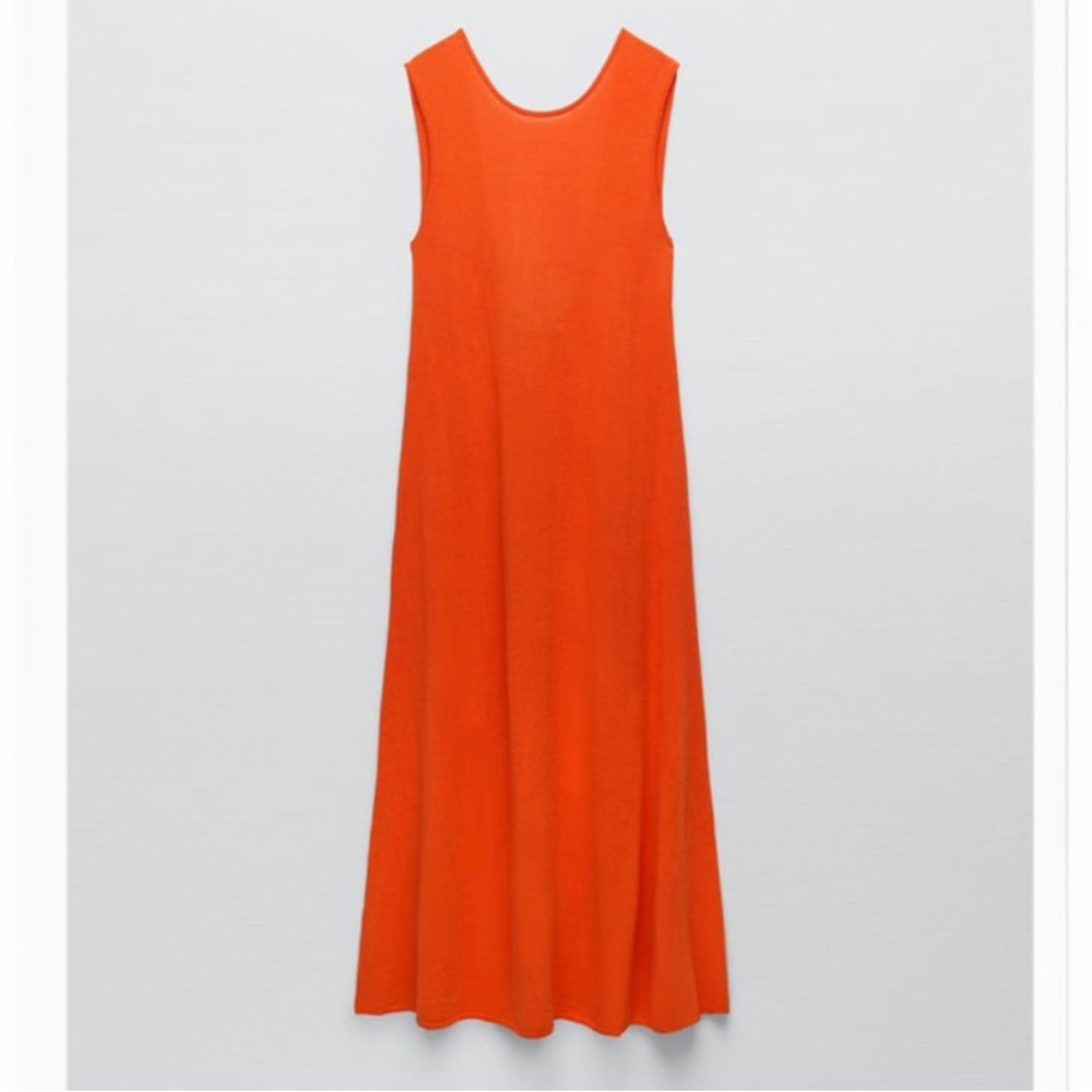 Deep Neckline Knit Dress Red NWT